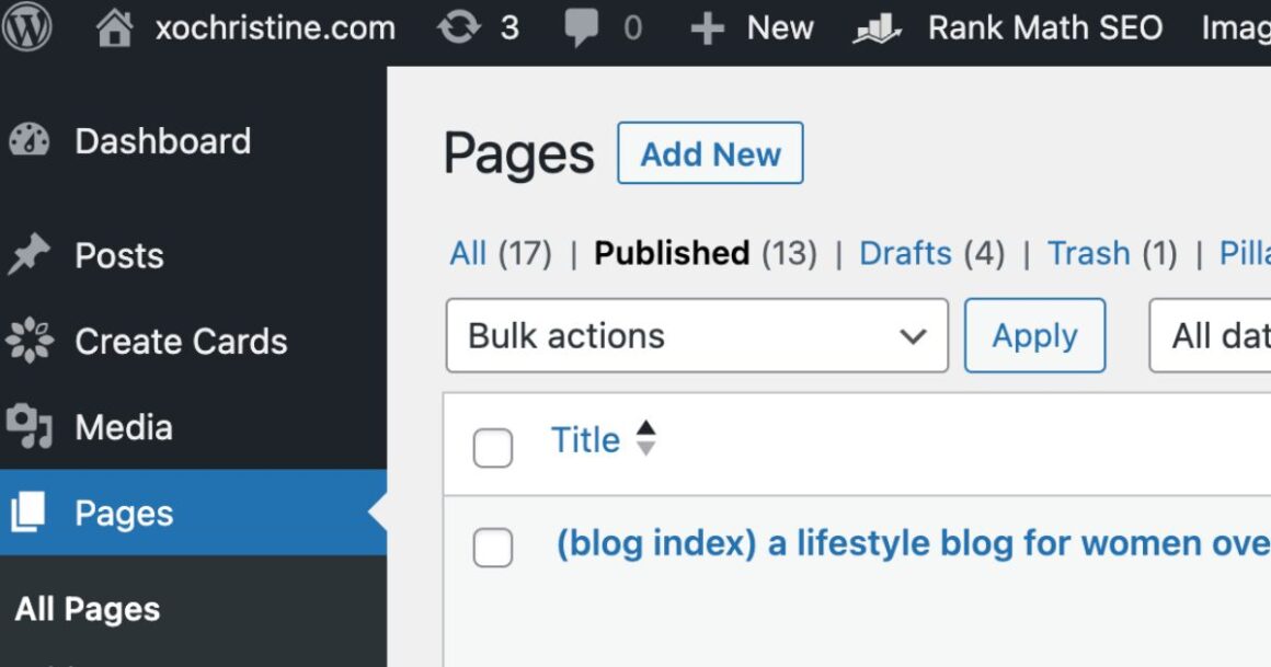 add pages to your new blog