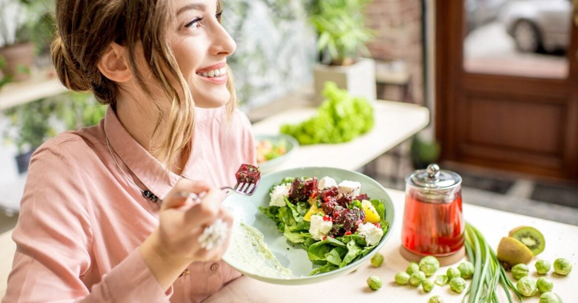 pillar of health eating a salad
